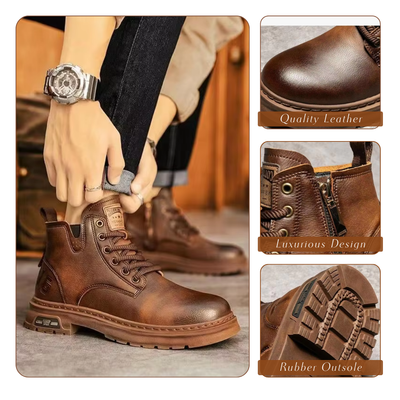 Walter | Cool Lace-Up Boots With Side Zip For Men